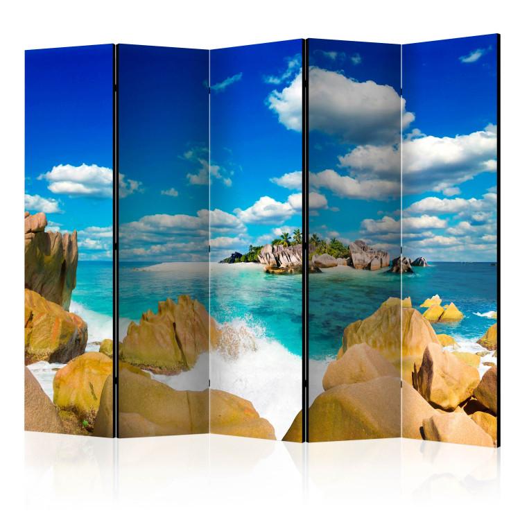 Room Divider Summer Haven II - tropical seascape with rocks and a paradise island