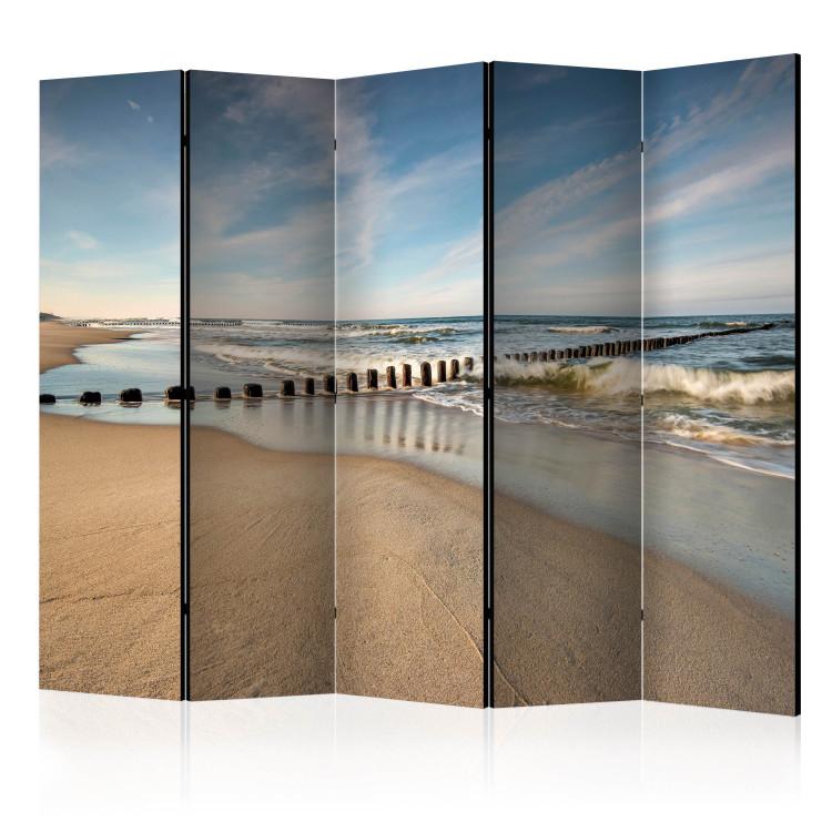 Room Divider Sea Breeze II - seascape and beach landscape against a cloudy sky