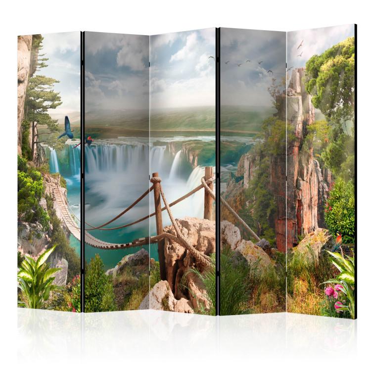 Room Divider Hidden Paradise II - fantasy tropical landscape of a bridge and waterfall