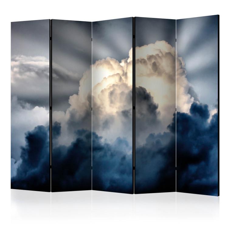 Room Divider Rays in the Sky II (5-piece) - sun and clouds against the sky