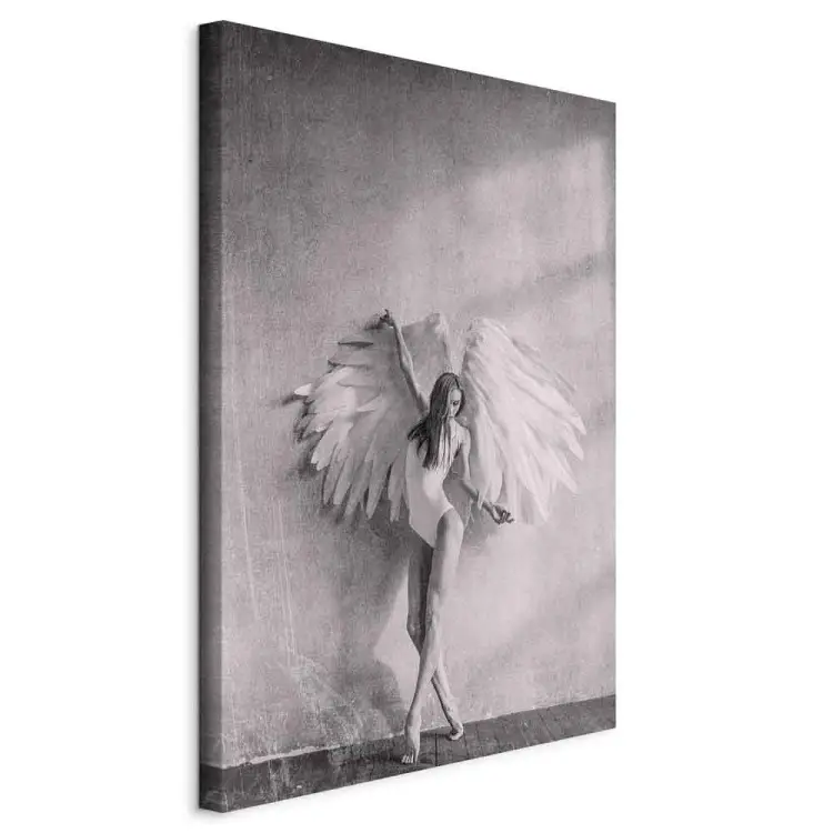 Winged Vertical - black and white woman with wings