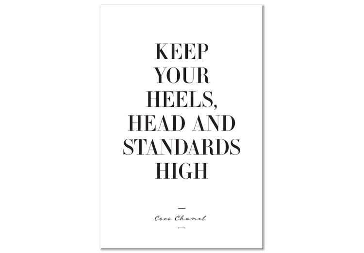 Canvas Print High Heels (1-piece) Vertical - black and white English quote