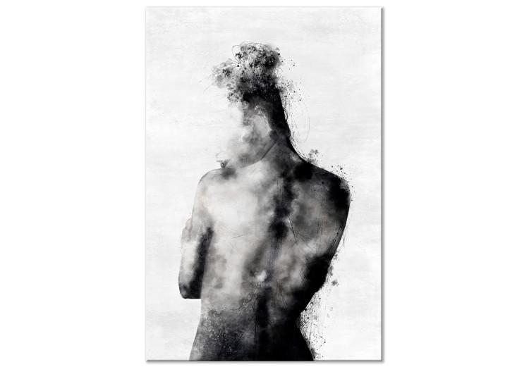 Canvas Print Contemplative (1-piece) Vertical - abstract black and white silhouette