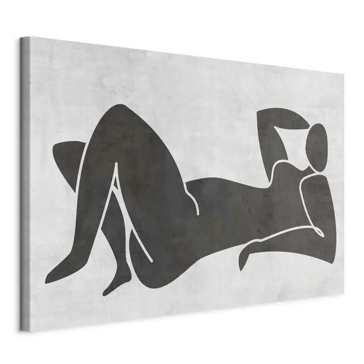 Lying woman - black and white graphic in scandi boho style