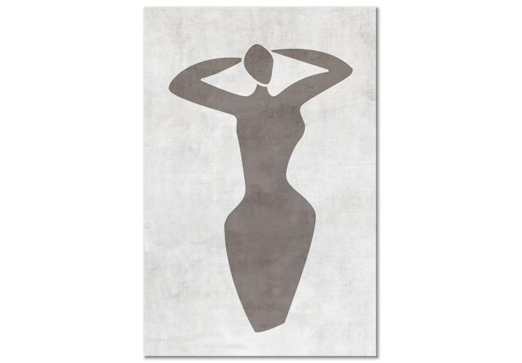 Canvas Print Woman with arms raised - black and white artwork in boho style