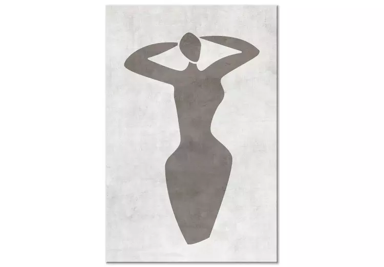 Woman with arms raised - black and white artwork in boho style