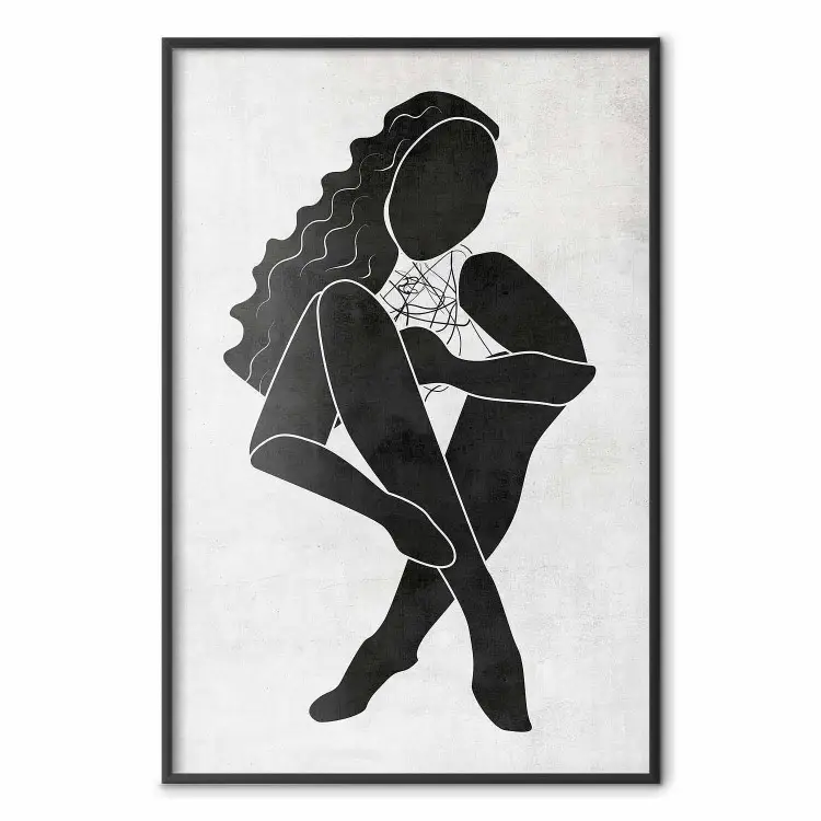 Wall Poster Seated Figure - black silhouette of a seated woman on a ...