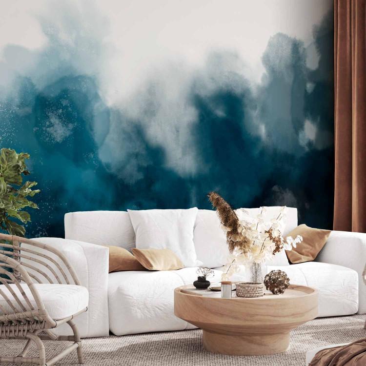 Wall Mural Variation - abstract in watercolour with a fog motif in shades of green
