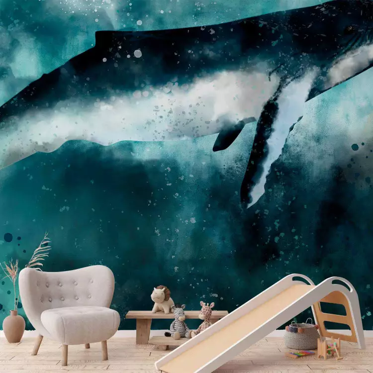 Big fish - fantasy landscape with whale on the background of turquoise ocean