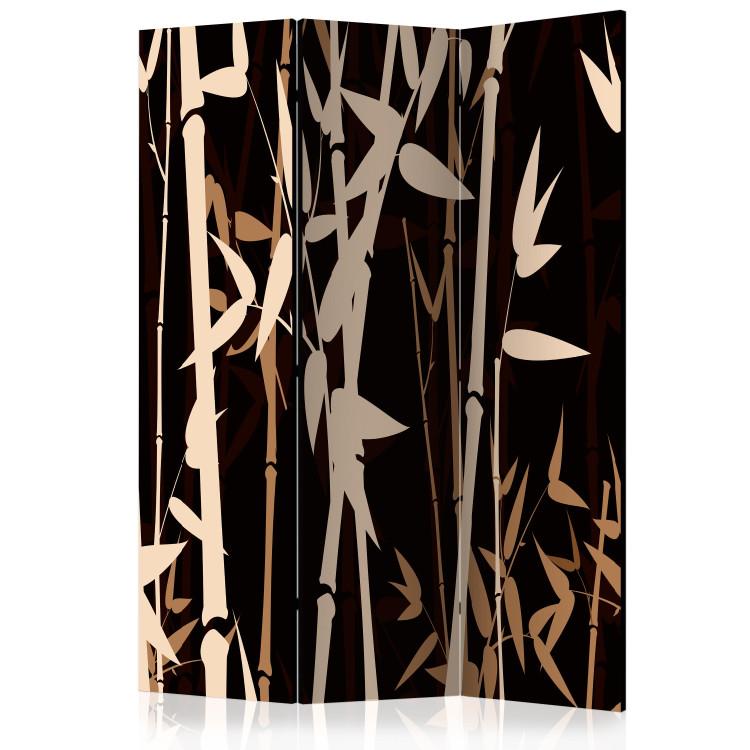 Room Divider Oriental Bamboo (3-piece) - brown plants on a dark background