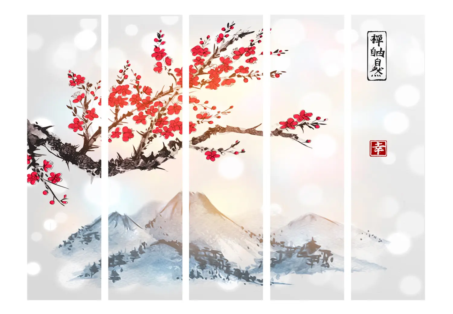 Room Divider Screen Mount Fuji II - artistic landscape inspired by