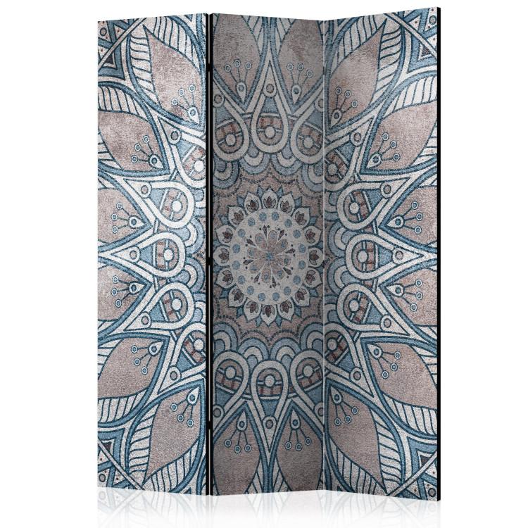 Room Divider Mandala (3-piece) - two-tone oriental abstraction in Zen style