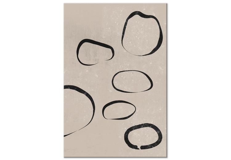 Canvas Print Asymmetric black circles - japandi style abstraction
