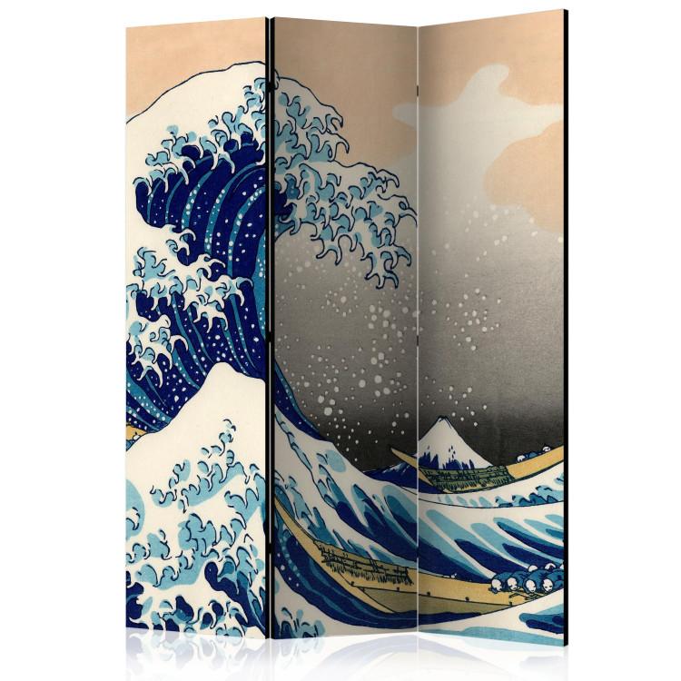 Room Divider The Great Wave off Kanagawa (3-piece) - composition inspired by Japan