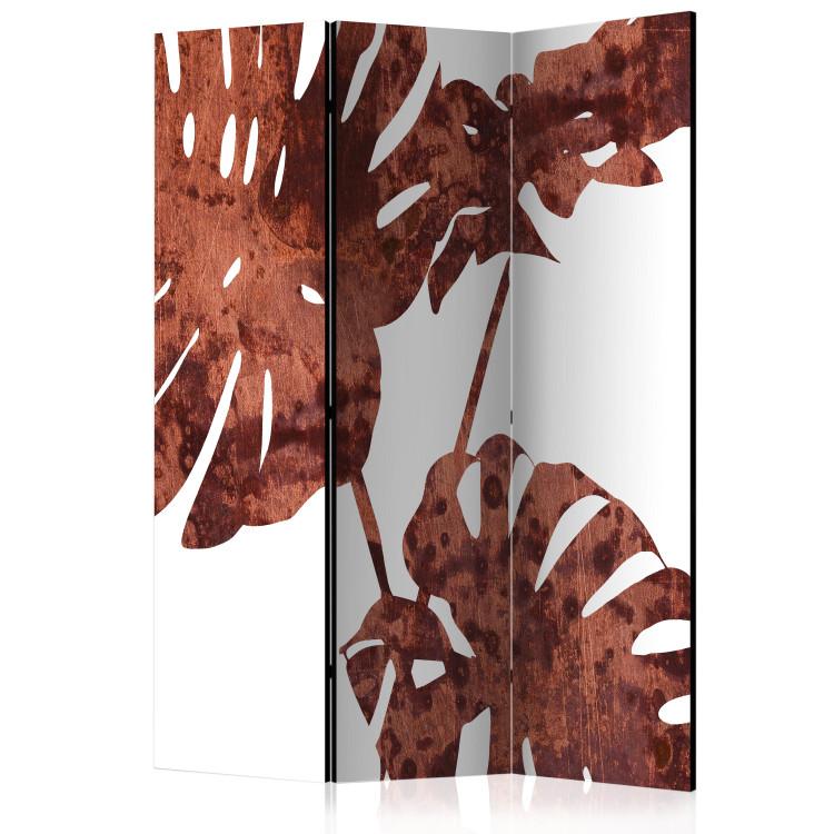 Room Divider Exquisite Monstera (3-piece) - brown leaves of a tropical plant