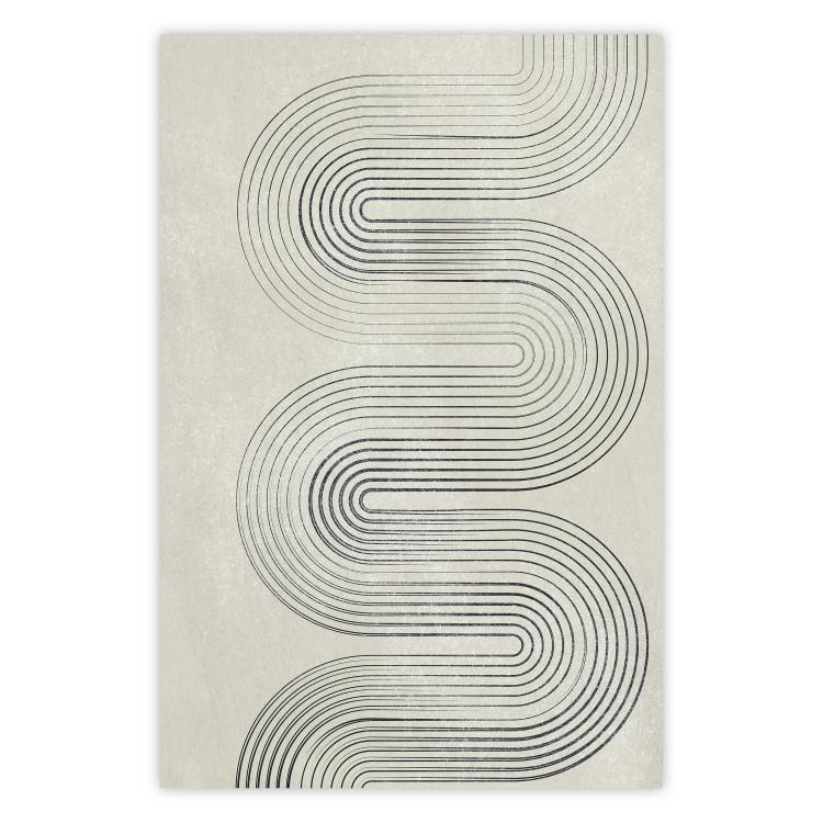 Poster Geometric Wave - abstract waves in the form of lines on a gray background