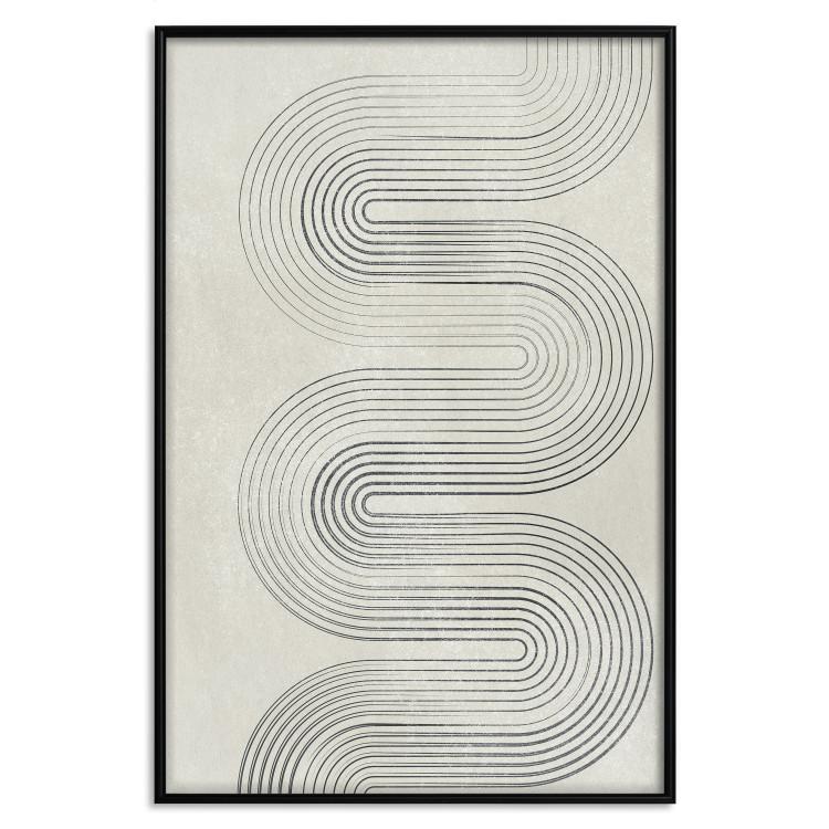 Poster Geometric Wave - abstract waves in the form of lines on a gray background