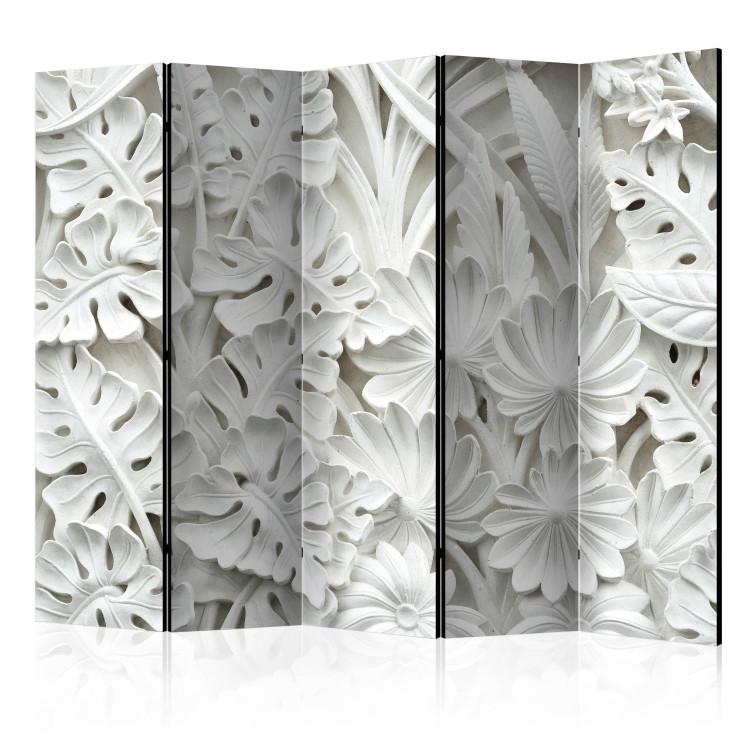 Room Divider Artistry of Nature II (5-piece) - white composition of floral ornaments