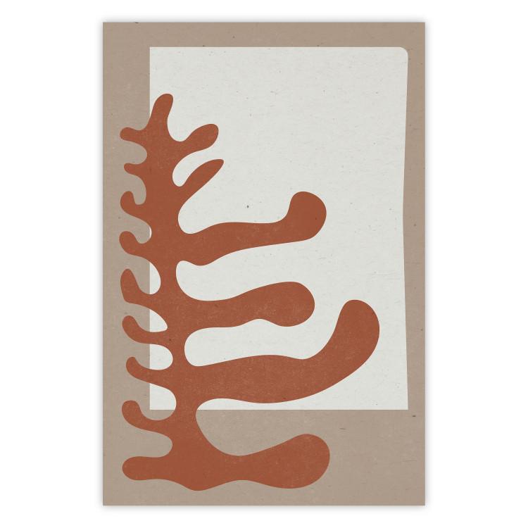 Poster Matissa's Flower - abstract brown leaves on a beige and gray background