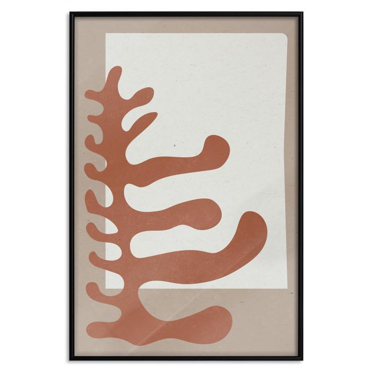 Poster Matissa's Flower - abstract brown leaves on a beige and gray background