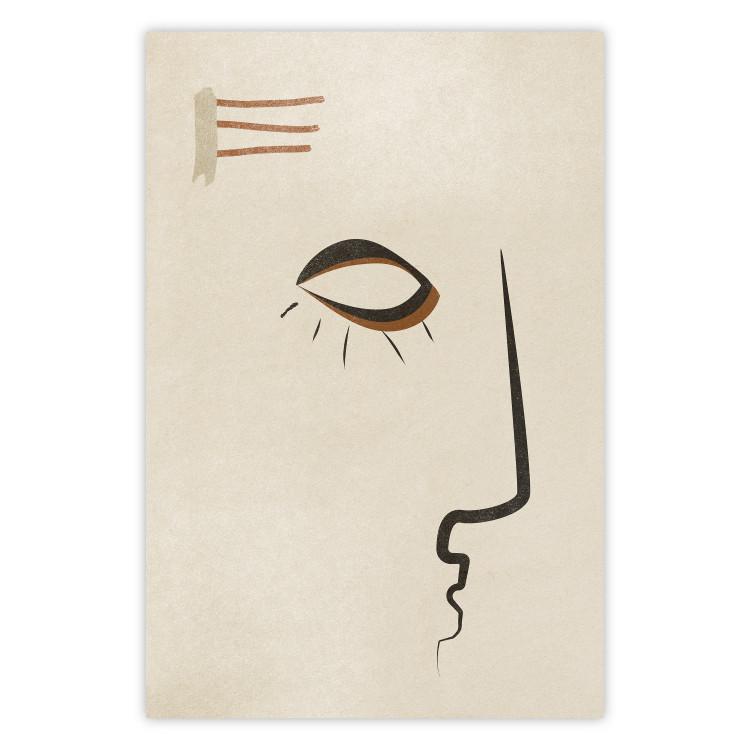 Poster Portrait of Adela - face pattern on a beige background in an abstract motif