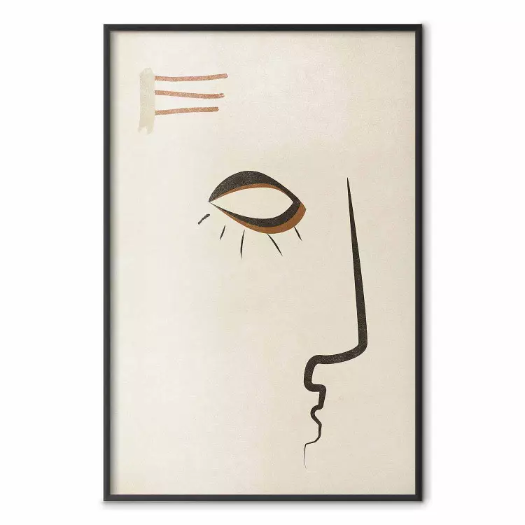 Portrait of Adela - face pattern on a beige background in an abstract motif