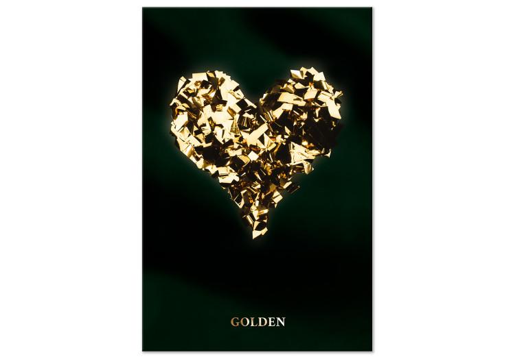 Canvas Print Heart in gold - heart shape covered with gold on black background