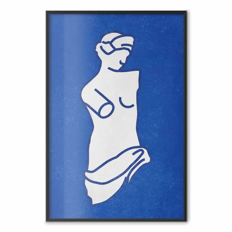 Blue Goddess - sketchy sculpture of a female silhouette on a blue background