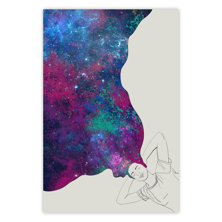 Poster Cosmic Dreams - abstract woman with hair resembling space