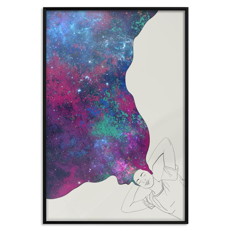 Poster Cosmic Dreams - abstract woman with hair resembling space