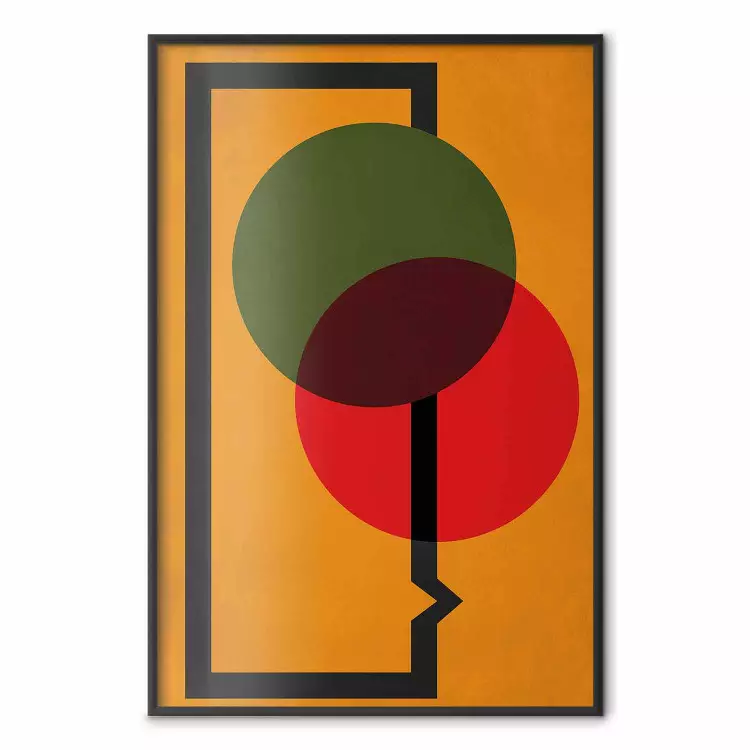 Composition of Circles - abstract colorful circles on an orange background