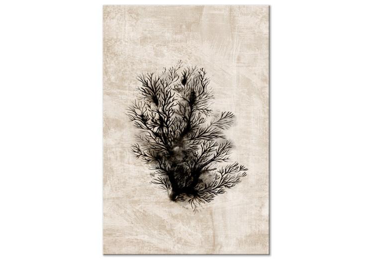 Canvas Print Underwater Flora - a black plant on a rubbed, bright background