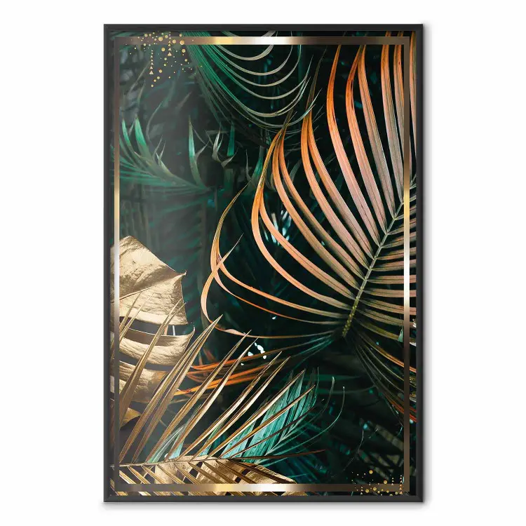 Forest Jewels - tropical composition of green and brown leaves