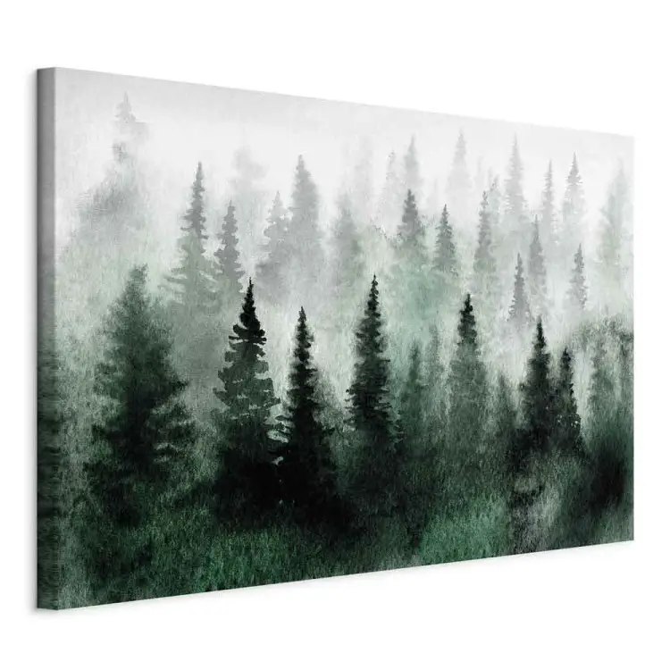 Misty Scandinavian Forest Wide - landscape of trees in fog