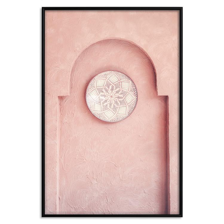 Poster Pink Niche - wall architecture with a hanging decorated circle