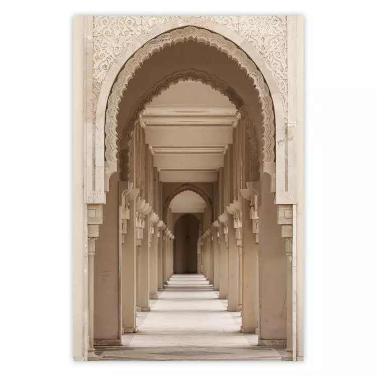 Poster Oriental Arches - bright corridor architecture amidst columns in Morocco