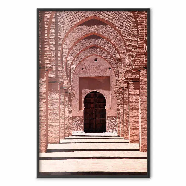 Pink Arcades - composition of brick column architecture in Morocco