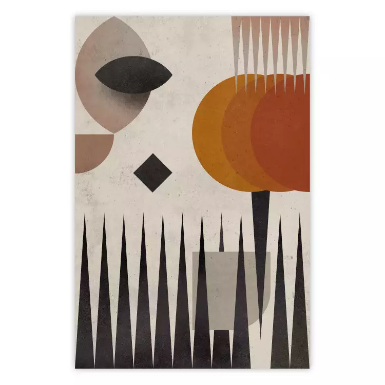 Poster Sun Behind Mountains - colorful geometric figures in an abstract style