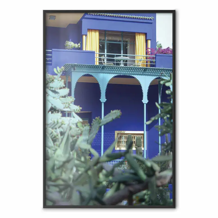 Majorelle Garden - luxurious blue building with columns and garden