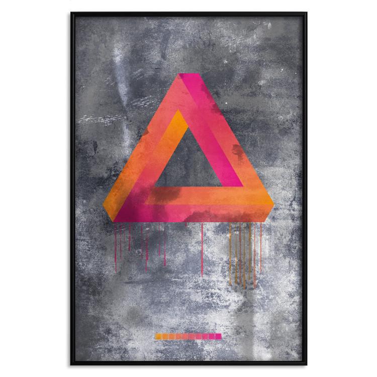 Poster Strange Geometry - colorful impossible figure on a gray concrete background