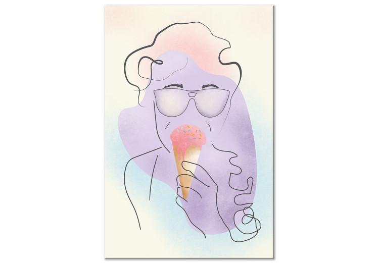 Canvas Print Ice cream with sprinkle - abstraction with blue background