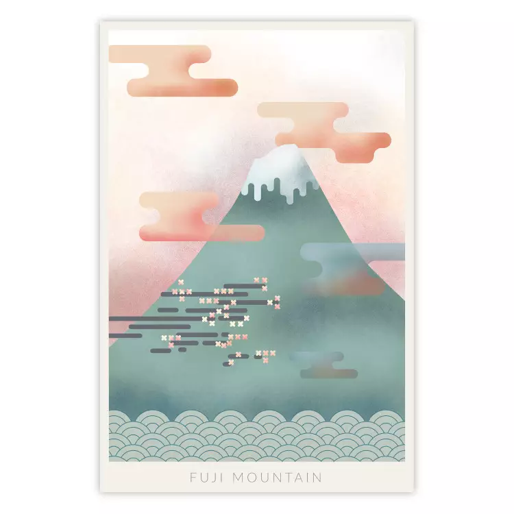 Poster Mount Fuji - abstract composition of a pastel mountain against a sky backdrop