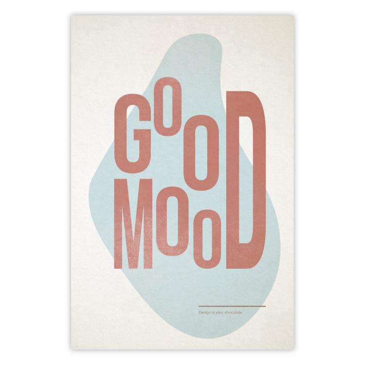 Poster Good Mood - red English text on a pastel abstract background