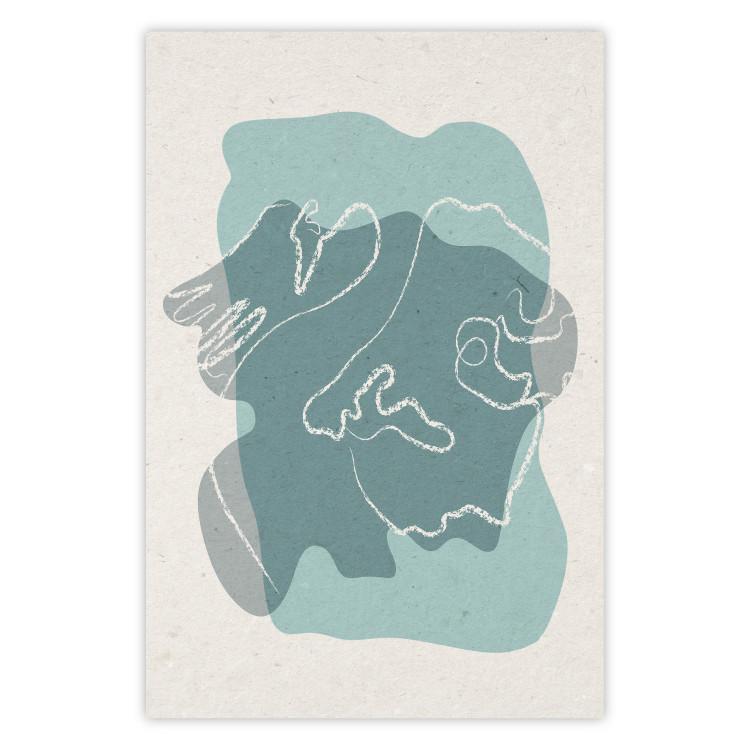 Poster Spring Visitor - line art on a blue background in an abstract motif