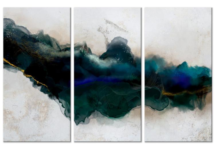Canvas Print Azure Crevice (3-piece) - green watercolor-style abstraction