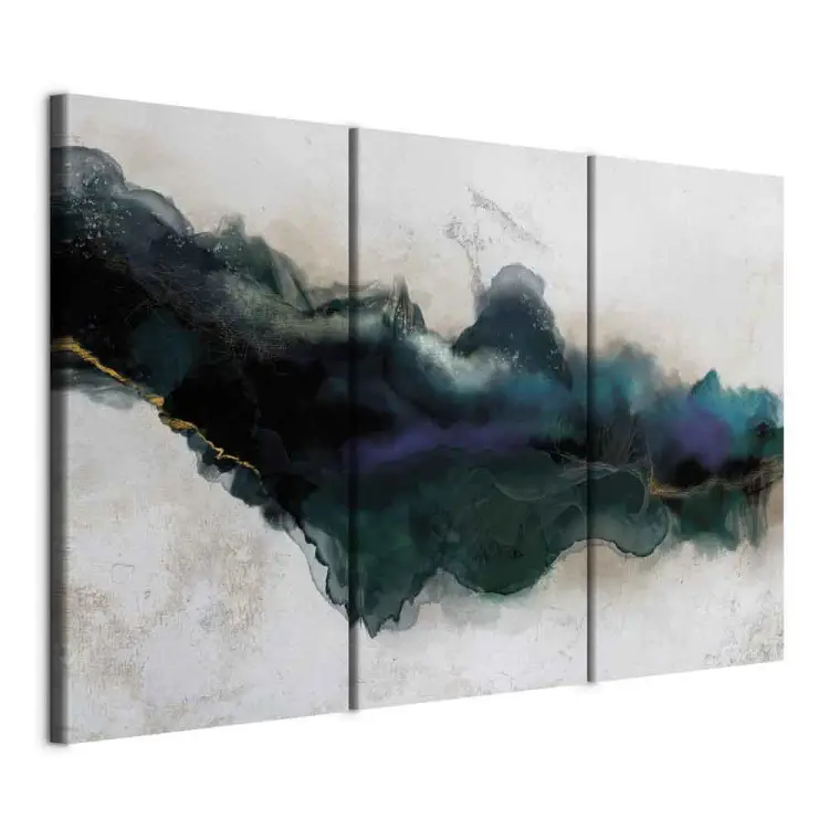 Azure Crevice (3-piece) - green watercolor-style abstraction