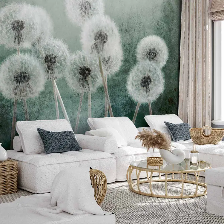 Nature's breeze - floral motif with blowers on a cool background