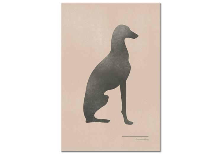 Canvas Print Sitting dog - image of a chart sitting on a light pink background