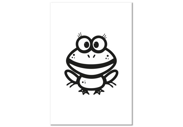 Canvas Print Little frog - drawing image of a smiling amphibian in black and white
