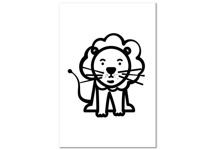 Canvas Print King Lion - Drawing image of a small animal, black and white